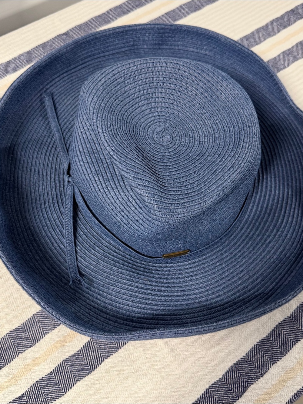 Sun ‘N’ Sand Blue Wide Brim Sun Hat Beach Resort UPF Packable Adjustable
